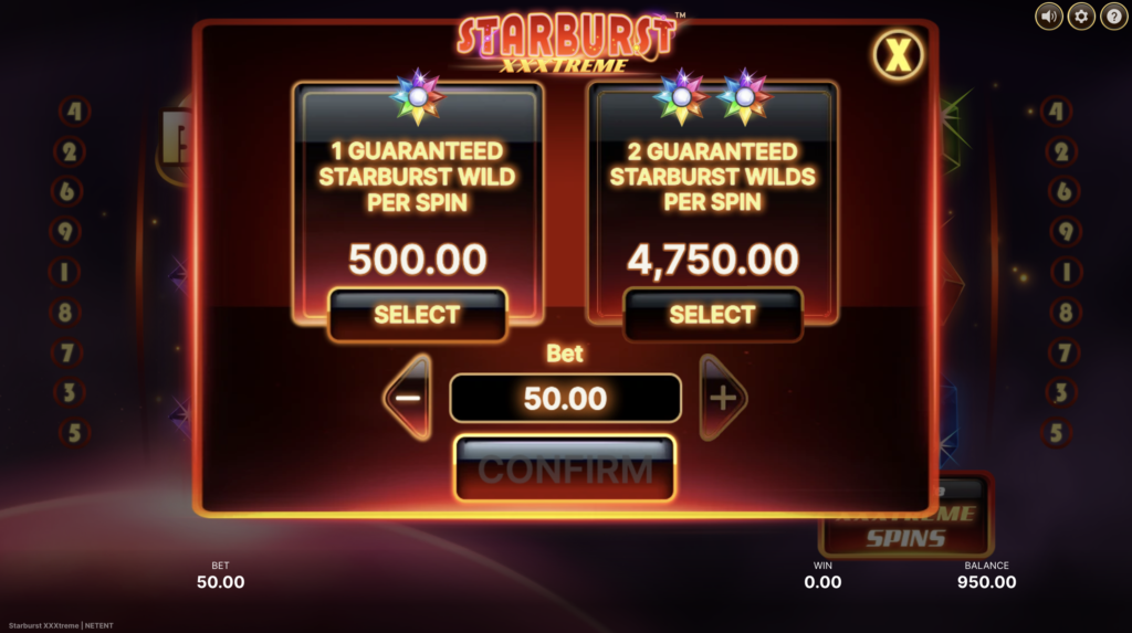 Starburst XXXtreme Bonus Buy Options