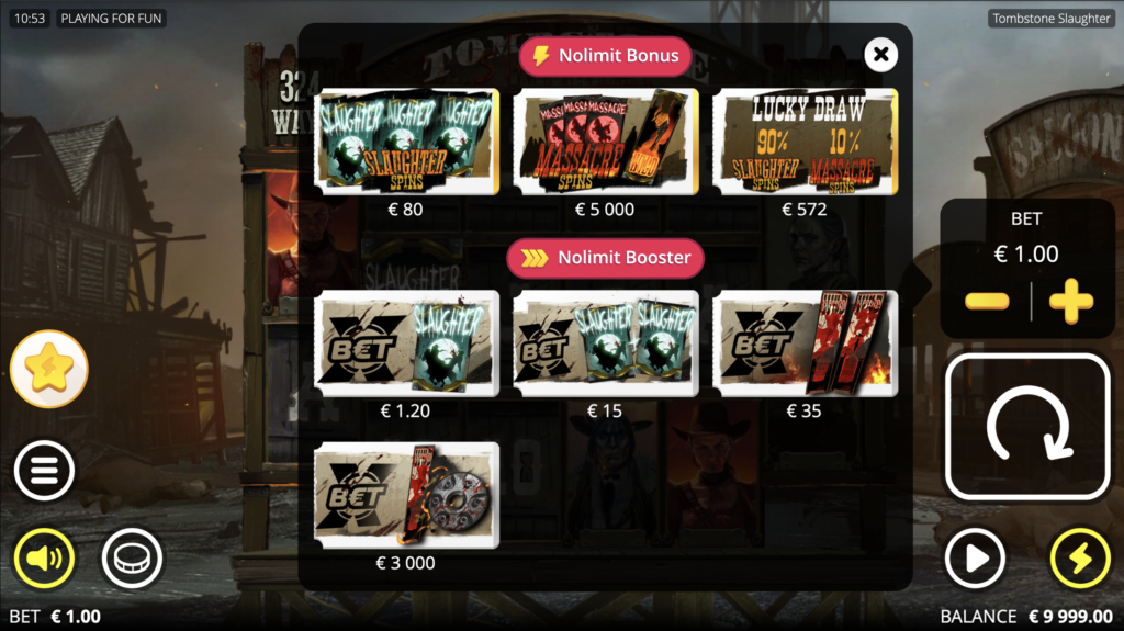 Tombstone Slaughter Bonus Buy Options